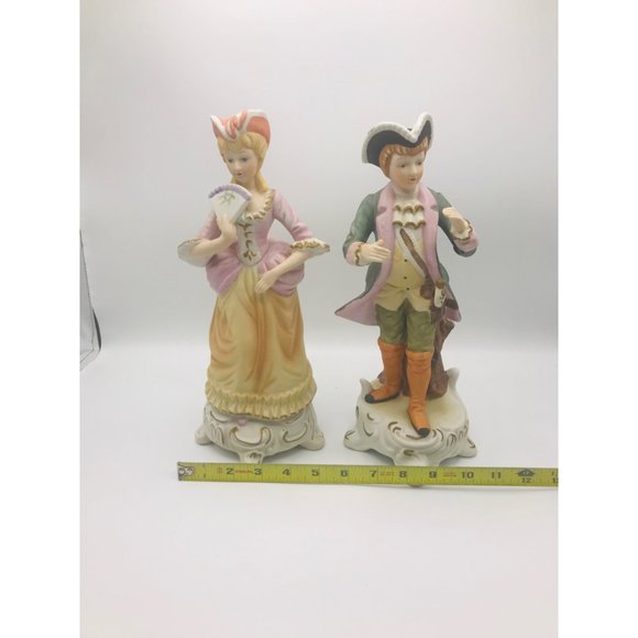Vintage Deville set of 2 12” hand painted Victorian figurines - Picture 7 of 7